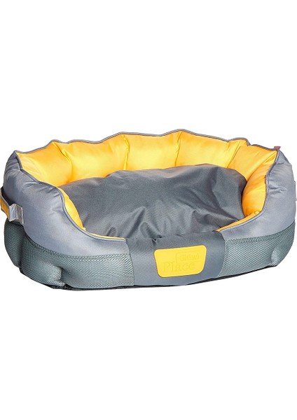 8264 Kanvas Kumaş Kedi Köpek Yatağı Gri-Turuncu M