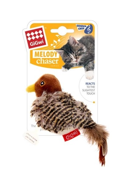 Melody Chaser Doğal Tüylü Kuş Sesli Kedi Oyuncağı
