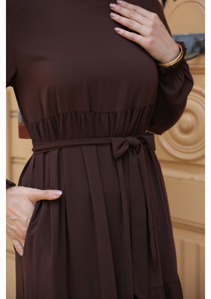 3 Katlı Büzgülü Elbise Medine Ipeği indirimleri