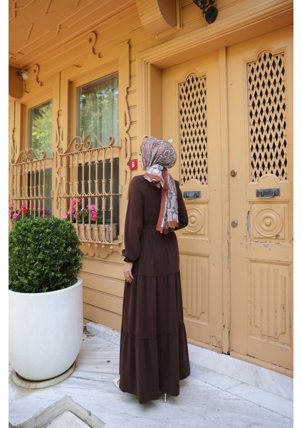 3 Katlı Büzgülü Elbise Medine Ipeği