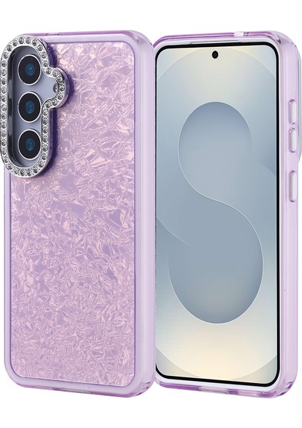 Galaxy Uyumlu S25 Kılıf Taşlı Tasarımlı Zore Kapi Kapak-Lila