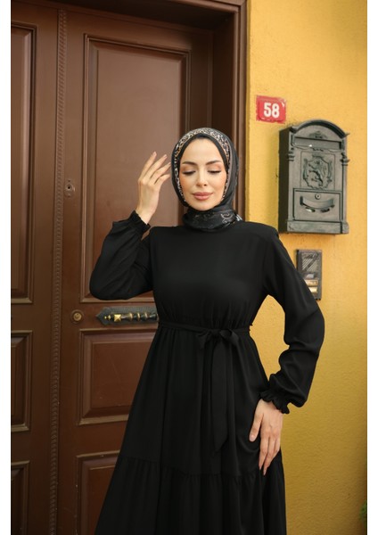 3 Katlı Büzgülü Elbise Medine Ipeği fiyatları