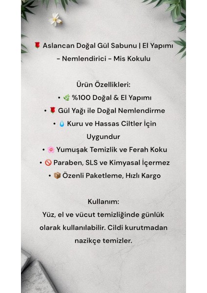 El Yapımı Doğal Gül Sabunu Doğal Sabun 1 Adet fiyatları