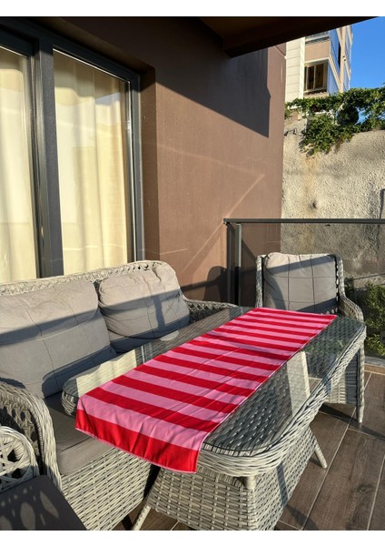 135X43 cm Kırmızı Pembe Çizgili Runner fiyatları