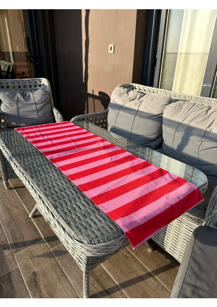 135X43 cm Kırmızı Pembe Çizgili Runner indirimleri