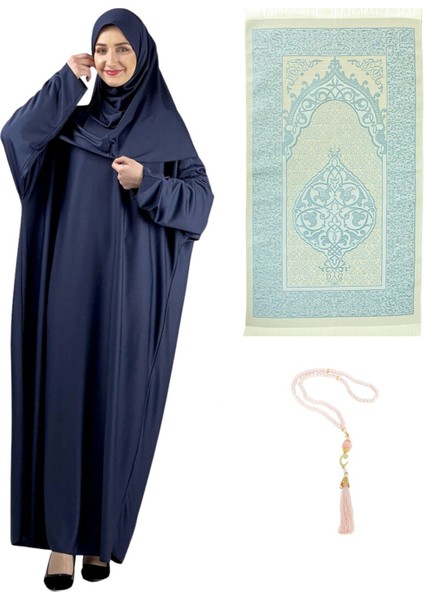 Namaz Elbisesi Eşarp Seccade Tesbih Set, Islami Giyim Takım Ferace Turban Şal