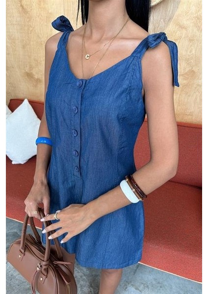 Tensel Denim Kumaşlı Mini Tulum 1363 modelleri