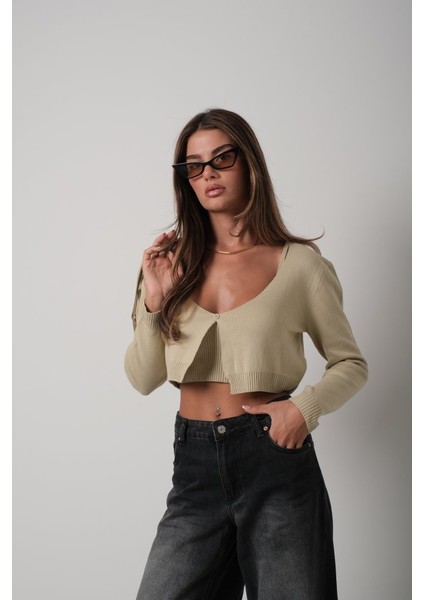 Askılı Bluz Hırka Triko Takım