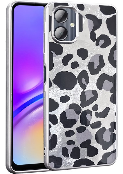 Galaxy Uyumlu A06 Kılıf Desenli Zore Mep Kapak-Gri Leopar