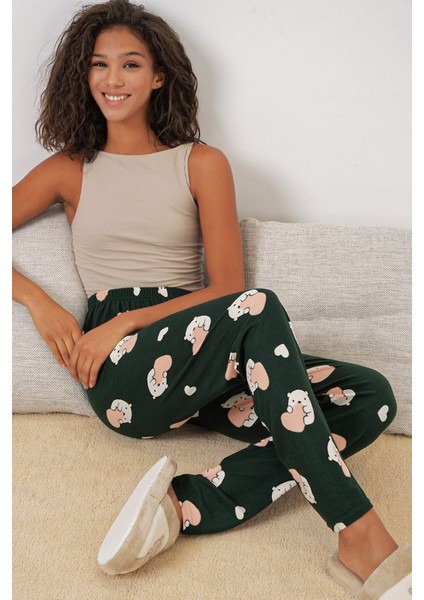 4323 Desenli Pijama Altı - Y.zümrüt