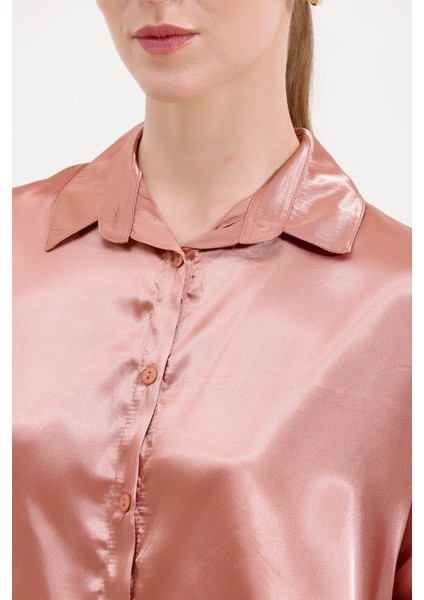 3985 Oversize Saten Gömlek - Camel modelleri