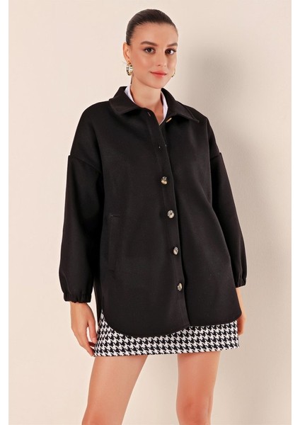 0674 Cepli Oversize Gömlek - Siyah fırsatları