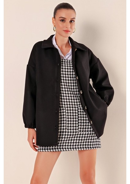 0674 Cepli Oversize Gömlek - Siyah indirimleri