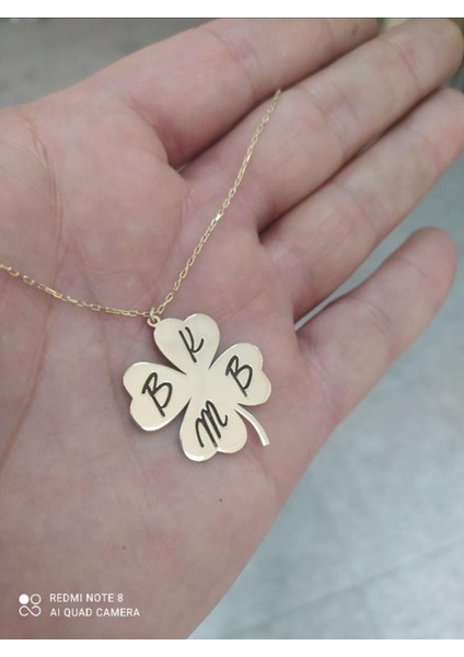 Dört Yapraklı Yonca Isim Kolye Gümüş Kişiye Özel