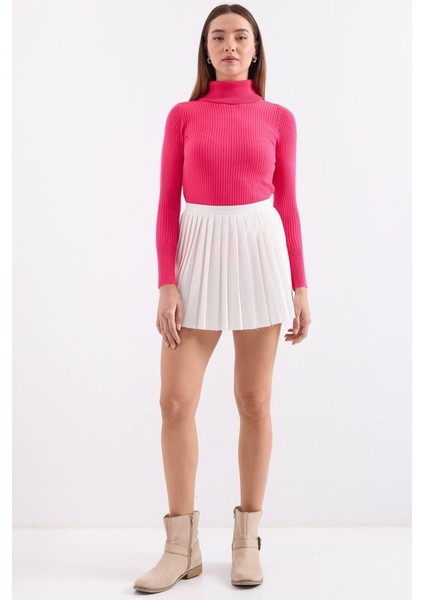 10311 Balıkçı Yaka Triko Kazak - Fuşya fiyatları