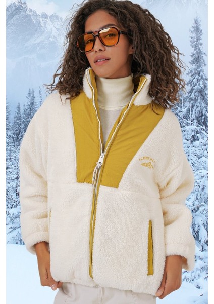 5194 Peluş Mont Ceket - Hardal fırsatları