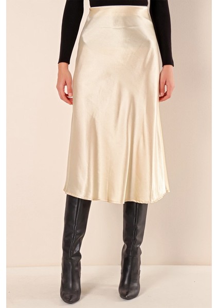 15806 Saten Etek - Krem