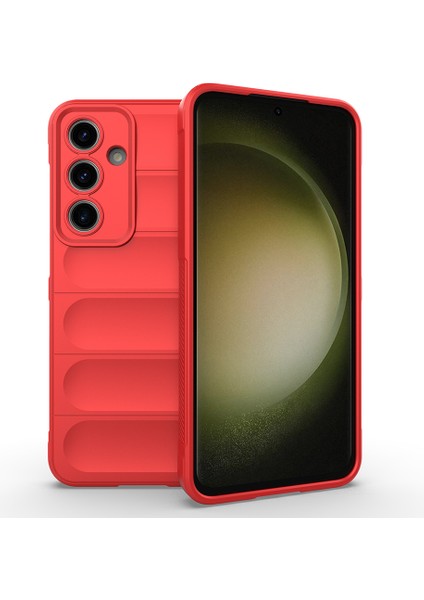 Galaxy Uyumlu S24 Fe Kılıf Esnek Tpu Oyuklu Arka Yüzey Tasarımlı Zore Etnik Silikon Kapak-Kırmızı