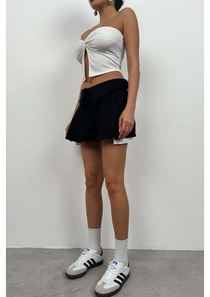 Bel Katlamalı Pileli Mini Etek fiyatları