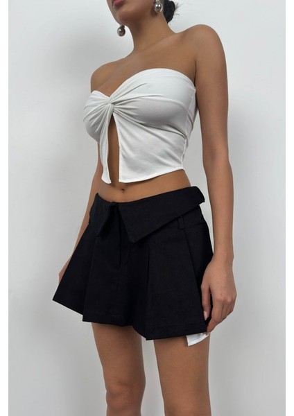 Bel Katlamalı Pileli Mini Etek modelleri
