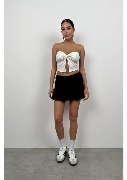 Bel Katlamalı Pileli Mini Etek indirimleri