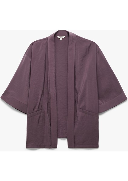 Modal Kumaş Cepli 3/4 Geniş Kollu Kimono