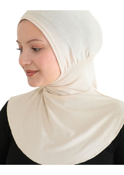 Kadın Boyunluklu Hijab Tesettür Pratik Spor Bone - Bej