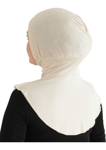 Kadın Boyunluklu Hijab Tesettür Pratik Spor Bone - Bej