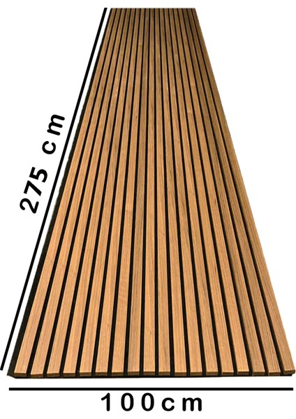 Mdf Ahşap Akustik Duvar Paneli - 100 x 275 cm - Teak