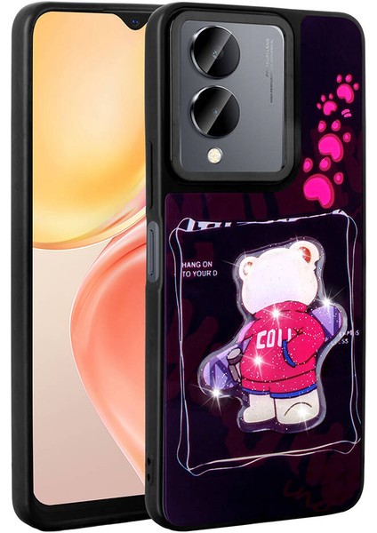Vivo Y36 5g Kılıf Parlayan Kabartmalı Ikonik Figürlü Zore Amas Silikon Kapak-Siyah