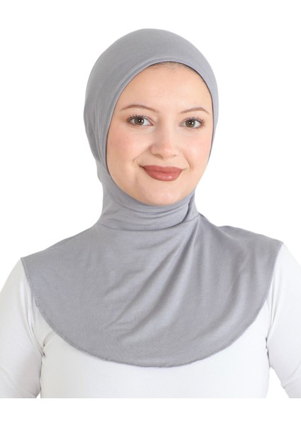 Kadın Boyunluklu Hijab Tesettür Pratik Spor Bone - Gri