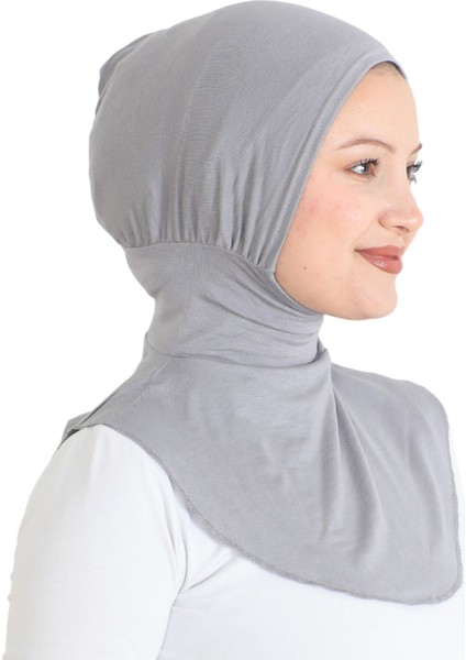 Kadın Boyunluklu Hijab Tesettür Pratik Spor Bone - Gri