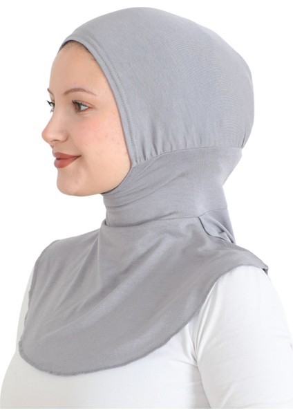 Kadın Boyunluklu Hijab Tesettür Pratik Spor Bone - Gri