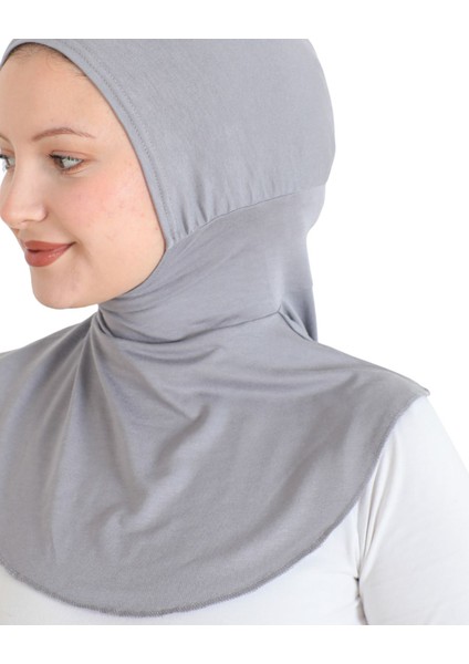 Kadın Boyunluklu Hijab Tesettür Pratik Spor Bone - Gri