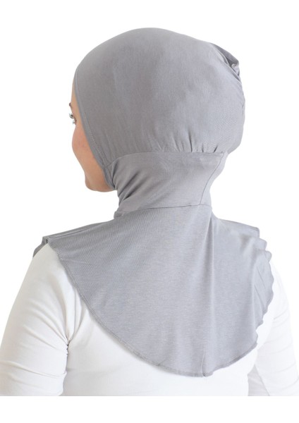 Kadın Boyunluklu Hijab Tesettür Pratik Spor Bone - Gri