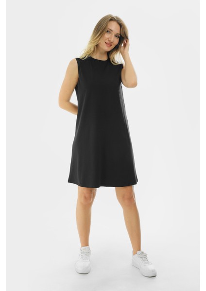 Kolsuz Basic Penye Mini Elbise 2028 - Penye Tunik