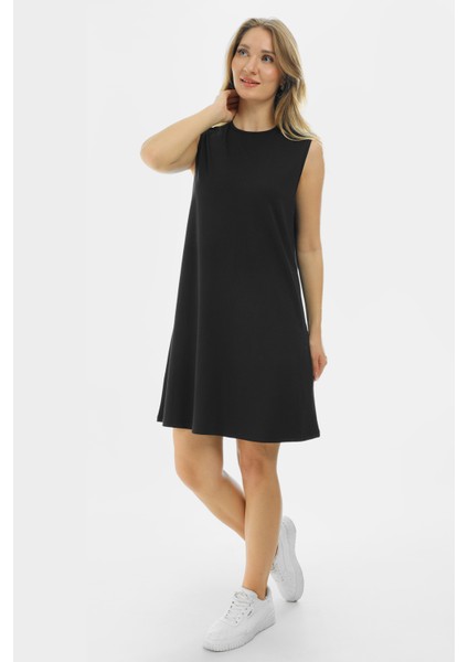 Kolsuz Basic Penye Mini Elbise 2028 - Penye Tunik