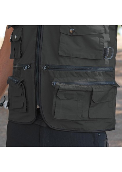 Action Dört Mevsim Çok Cepli Outdoor Spor Yelek Haki M