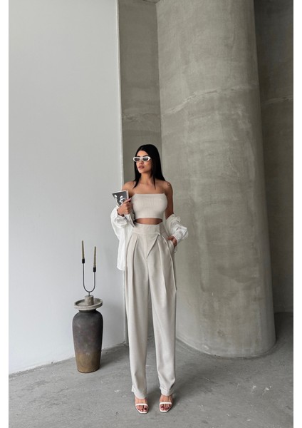 Tasarım Pantolon - Bej