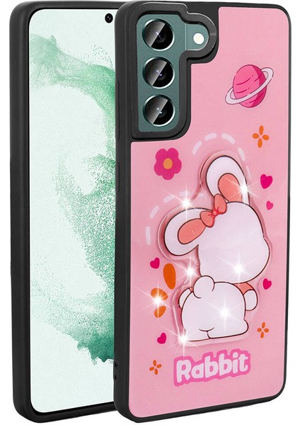 Galaxy Uyumlu S21 Fe Kılıf Parlayan Kabartmalı Ikonik Figürlü Zore Amas Silikon Kapak-Pembe