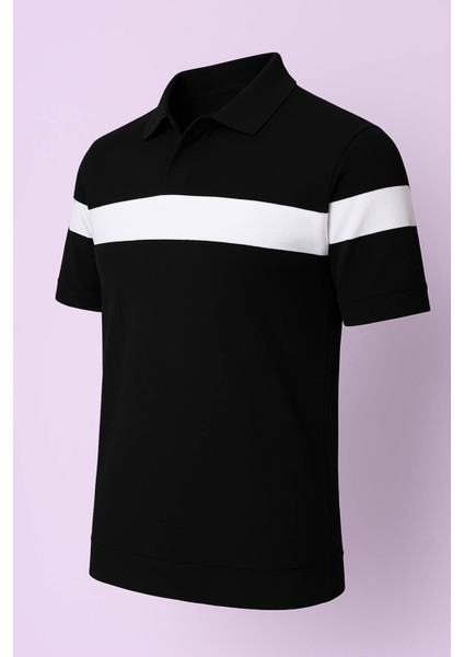Yarım Patlı Siyah Erkek Polo Yaka T-Shirt 105-4053 modelleri