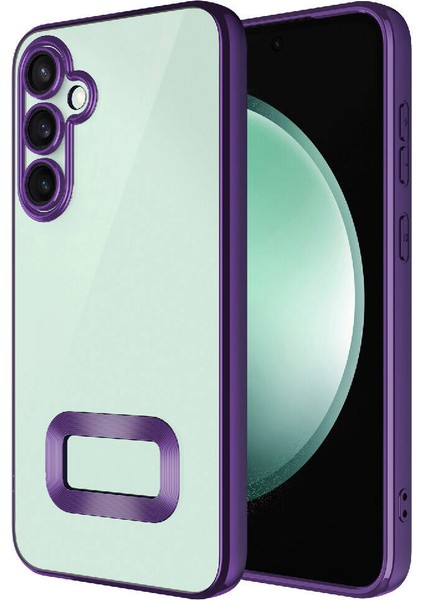 Galaxy Uyumlu S23 Fe Kılıf Kamera Korumalı Logo Gösteren Zore Omega Kapak-Derin Mor