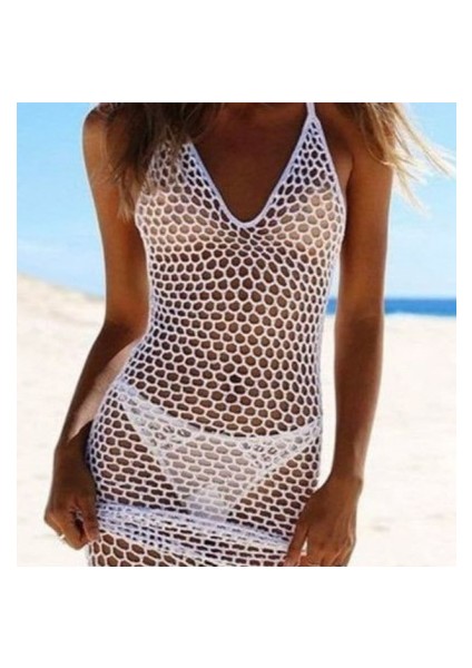 Kadın File Desen Tam Boy Askılı Triko Pareo fiyatları