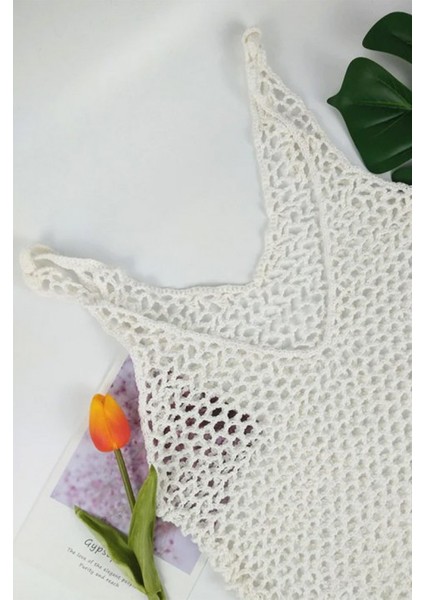 Kadın File Desen Tam Boy Askılı Triko Pareo fırsatları