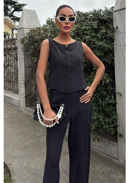 Sıfır Kollu Bluz Batik Desenli Pantolon Ikili Takım 10181-08 fiyatları