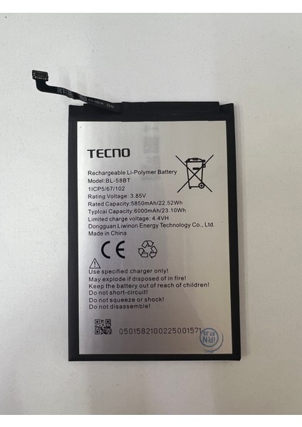 Reyze Tecno Pova Neo BL-58BT Batarya fiyatları