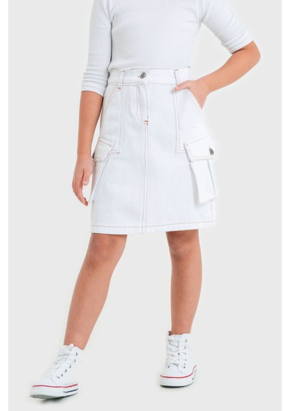 Kız Çocuk Kargo Cepli Keten Etek 2926