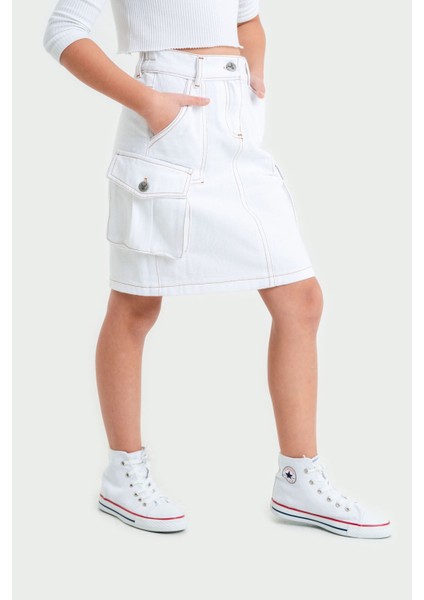 Kız Çocuk Kargo Cepli Keten Etek 2926 modelleri