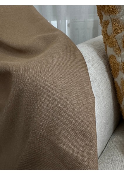 Camel Keten Fon Perde Sık Pile modelleri