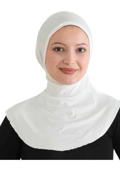 Kadın Boyunluklu Hijab Tesettür Pratik Spor Bone - Krem
